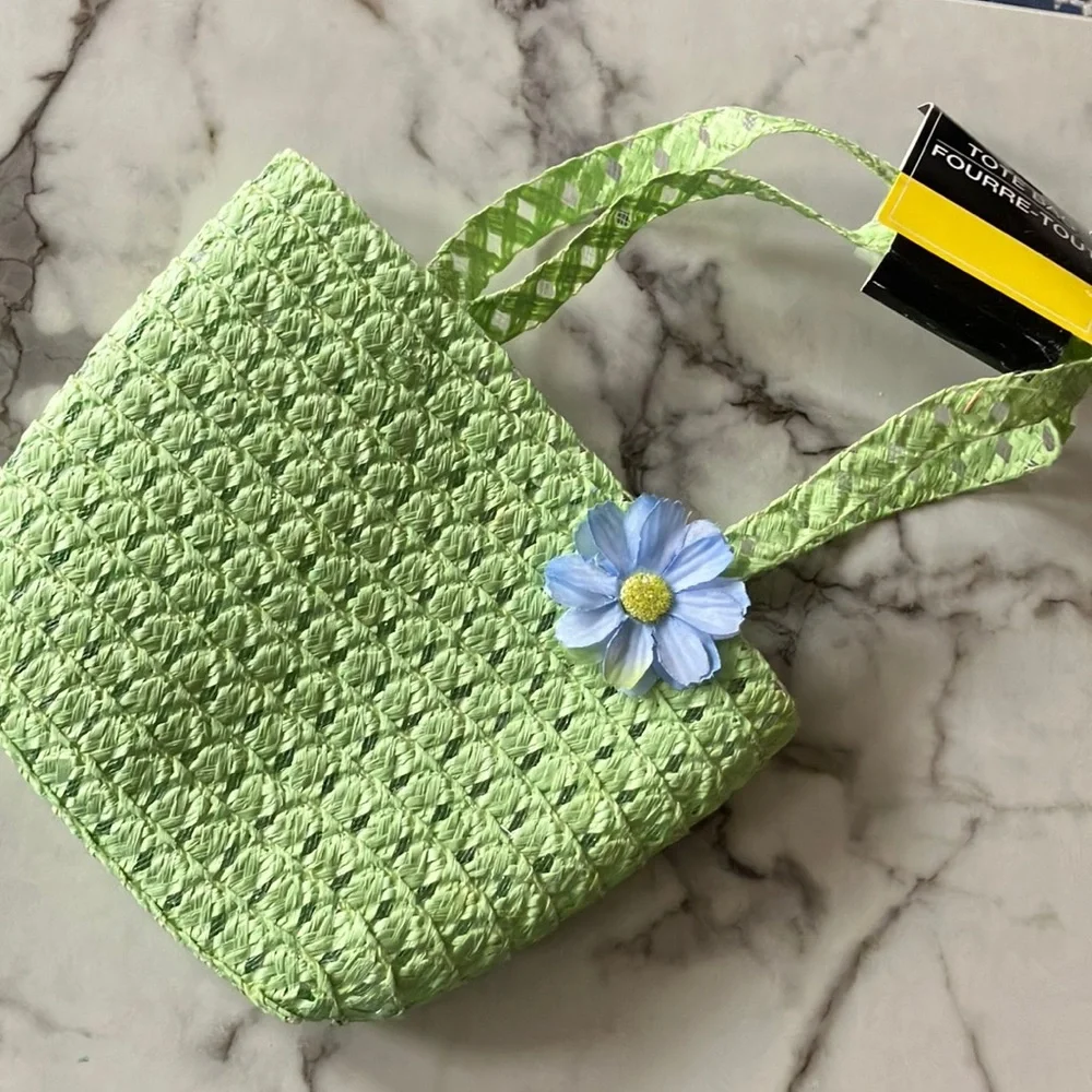 Green Hat and Bag Set with Blue‎ Bunny Plush